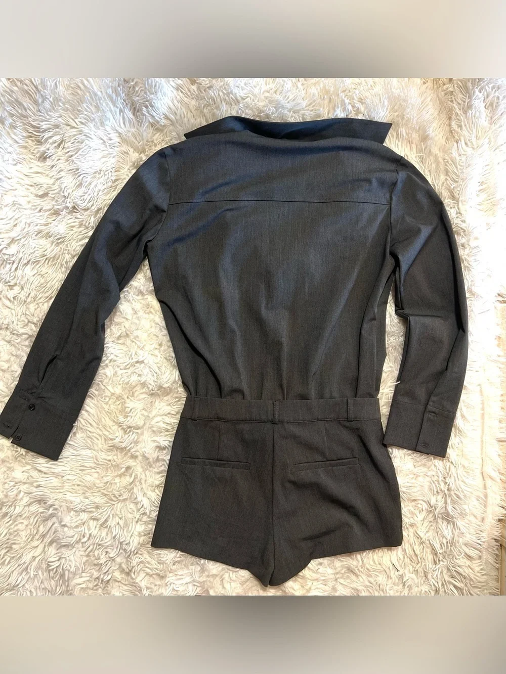 ZARA SHIRT STYLE MASCULINE JUMPSUIT PLAYSUIT GREY- SZ XS-NWT